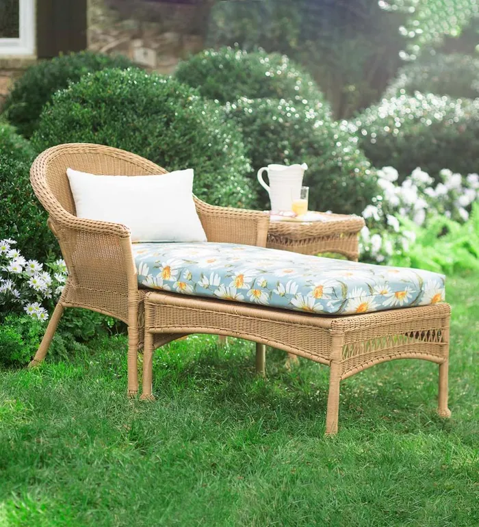 Outdoor Living Easy Care Resin Wicker Chaise 8211 Black Plow and Hearth Outdoor Wicker