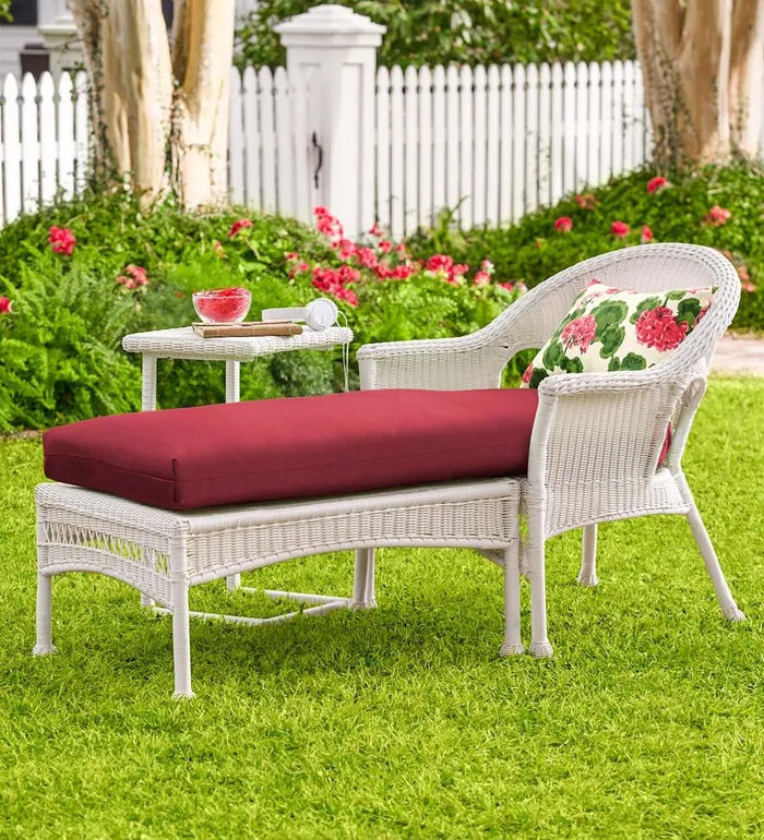 Outdoor Living Easy Care Resin Wicker Chaise 8211 Black Plow and Hearth Outdoor Wicker