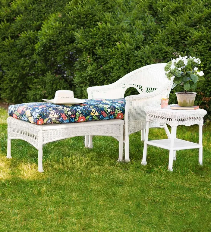 Outdoor Living Easy Care Resin Wicker Chaise 8211 Black Plow and Hearth Outdoor Wicker