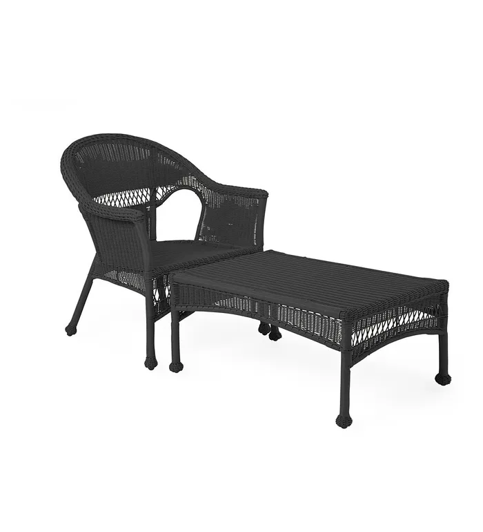 Outdoor Living Easy Care Resin Wicker Chaise 8211 Black Plow and Hearth Outdoor Wicker