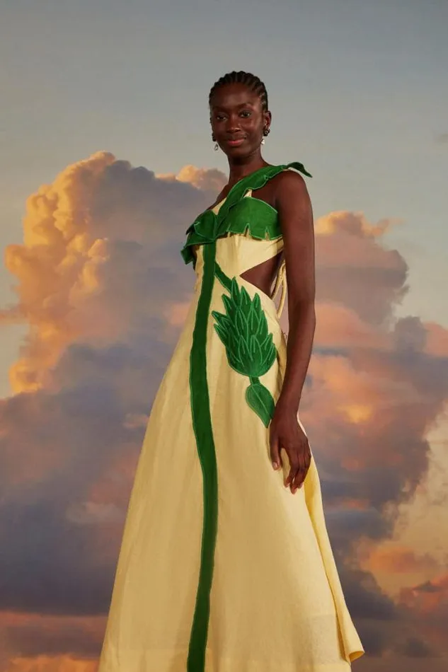 Palm Tree Cutwork Midi Dress Women FARM Rio Midi Dresses