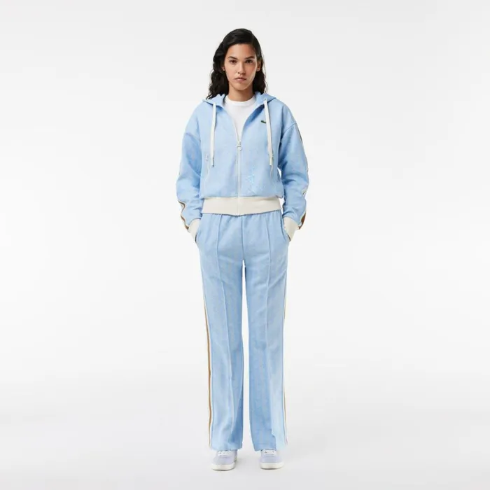 Pants and Leggings Women Lacoste Women039s Monogram Print Sweatpants Light Blue White Wb5