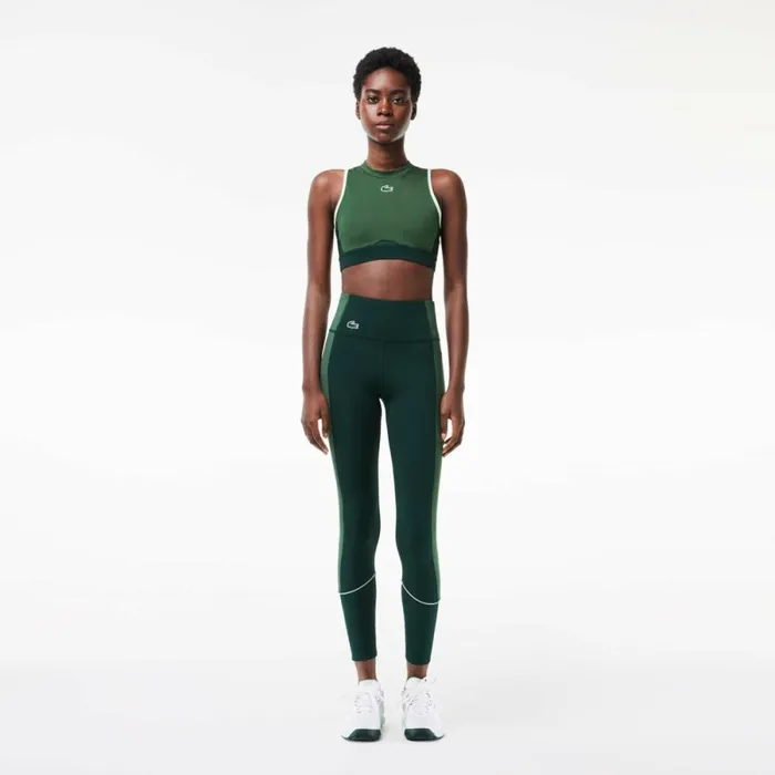 Pants and Leggings Women Lacoste Women039s Stretch Sport Leggings With Pockets Green Dark Green Kei