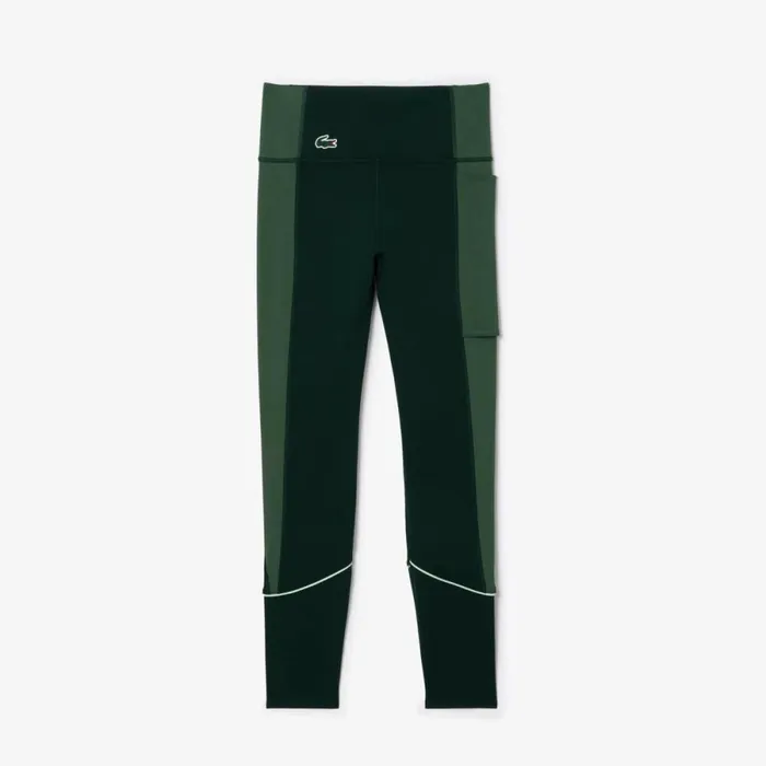 Pants and Leggings Women Lacoste Women039s Stretch Sport Leggings With Pockets Green Dark Green Kei