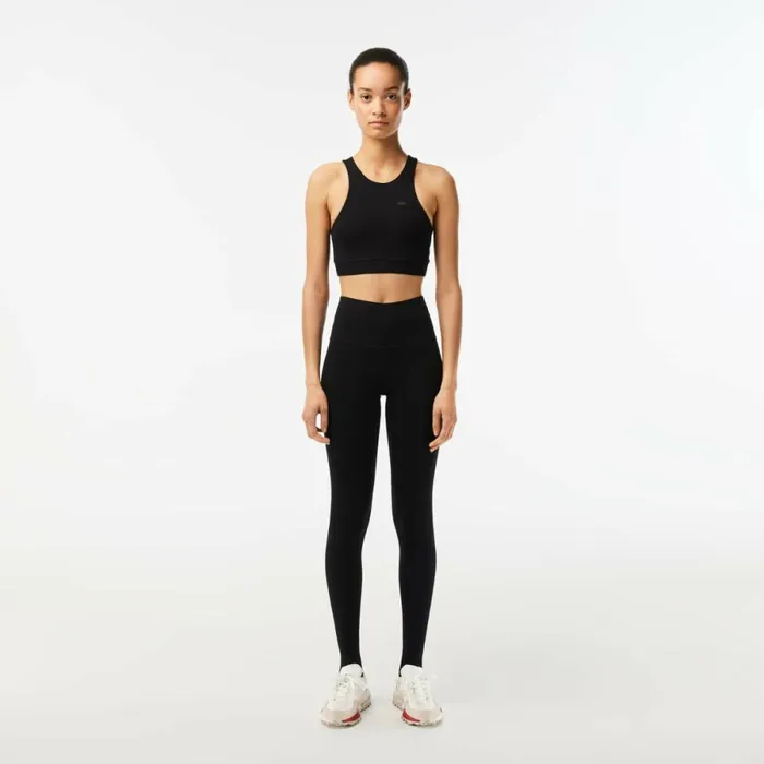 Pants and Leggings Women Lacoste Womens Recycled Polyester Tapered Leggings Black 031
