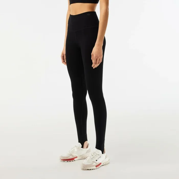 Pants and Leggings Women Lacoste Womens Recycled Polyester Tapered Leggings Black 031