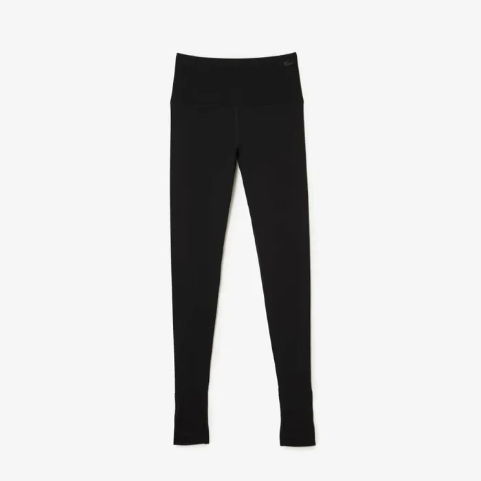 Pants and Leggings Women Lacoste Womens Recycled Polyester Tapered Leggings Black 031