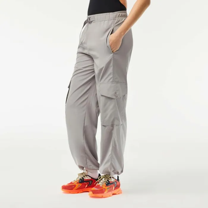Pants and Leggings Women Lacoste Womens Wide Leg Cargo Pants Grey Kzw