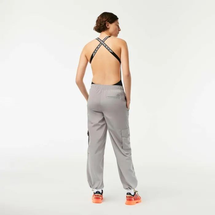 Pants and Leggings Women Lacoste Womens Wide Leg Cargo Pants Grey Kzw
