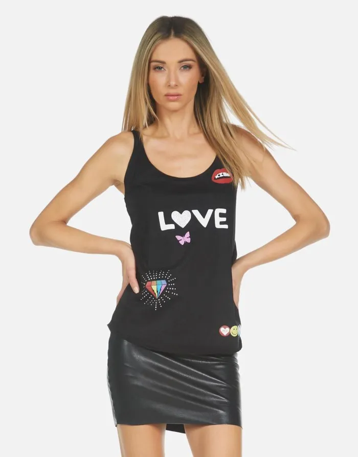 Parson Crystal Love Elements Black Women Lauren Moshi Tanks