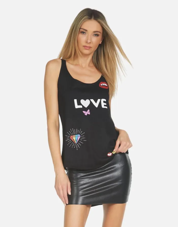 Parson Crystal Love Elements Black Women Lauren Moshi Tanks