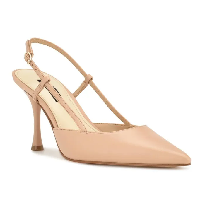 Peni Slingback Pumps Warm Blush Leather Women Nine West Heels Peni Slingback Pumps Warm Blush Leather Women Nine West Heels