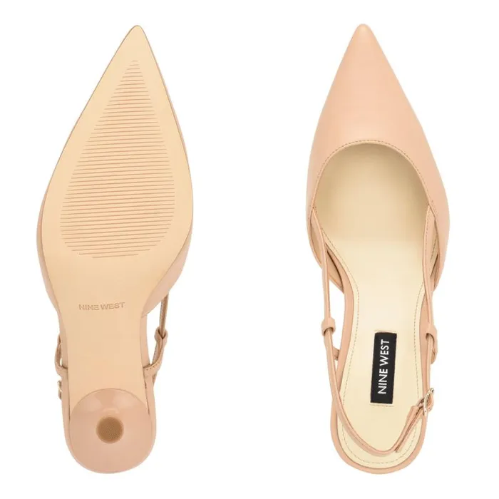 Peni Slingback Pumps Warm Blush Leather Women Nine West Heels Peni Slingback Pumps Warm Blush Leather Women Nine West Heels