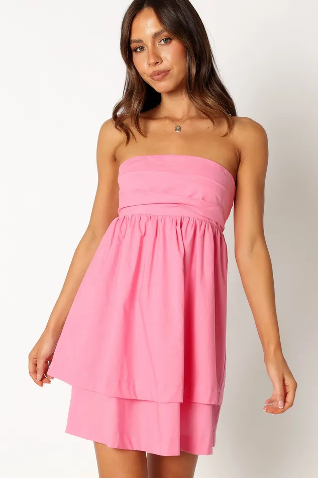 petalandpup Rubee Strapless Tiered Mini Dress 8211 Pink Pink Women Dresses