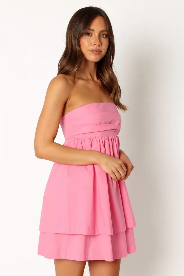 petalandpup Rubee Strapless Tiered Mini Dress 8211 Pink Pink Women Dresses
