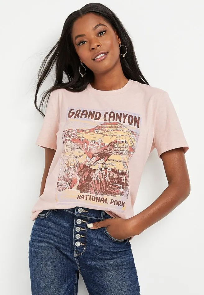 Pink Grand Canyon Oversized Graphic Tee Women Maurices Tops