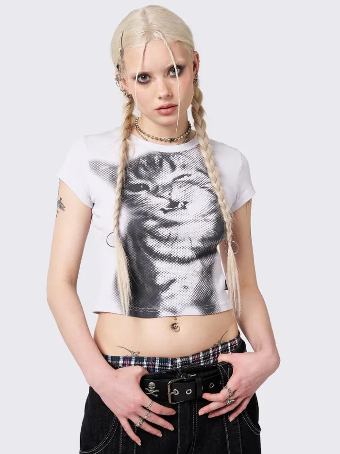 Pixel Kitty White Baby Tee Women Minga London Tops and TShirts