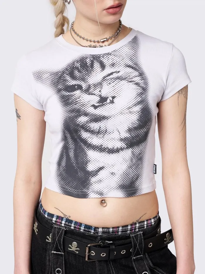 Pixel Kitty White Baby Tee Women Minga London Tops and TShirts Pixel Kitty White Baby Tee Women Minga London Tops and TShirts