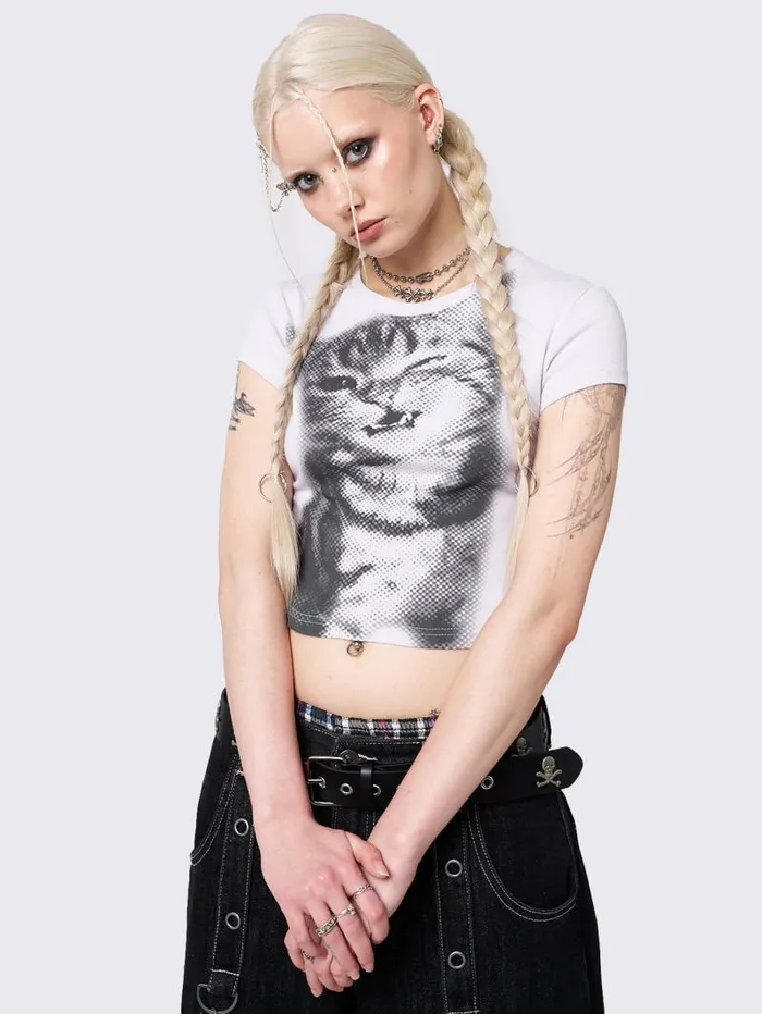 Pixel Kitty White Baby Tee Women Minga London Tops and TShirts Pixel Kitty White Baby Tee Women Minga London Tops and TShirts