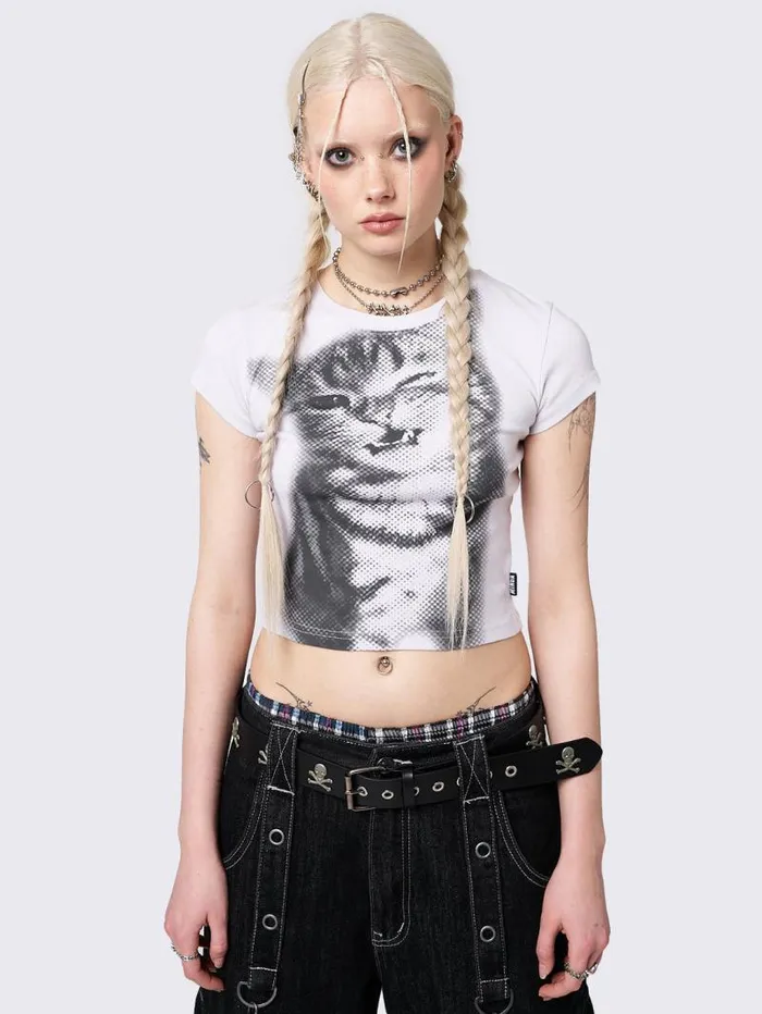 Pixel Kitty White Baby Tee Women Minga London Tops and TShirts Pixel Kitty White Baby Tee Women Minga London Tops and TShirts