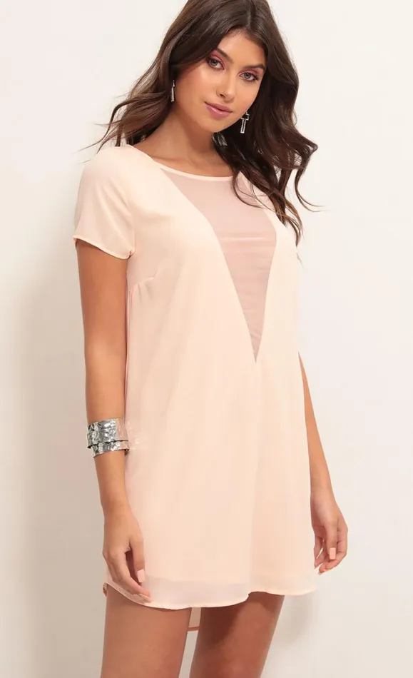 Plunge Shift Dress Light Coral Women LUCY IN THE SKY Tops