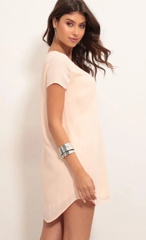 Plunge Shift Dress Light Coral Women LUCY IN THE SKY Tops