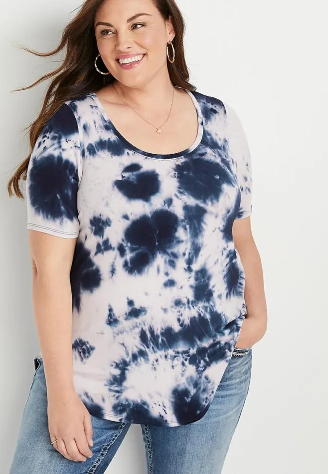 Plus Size 247 Blue Tie Dye Tunic Tee Women Maurices Plus Tops