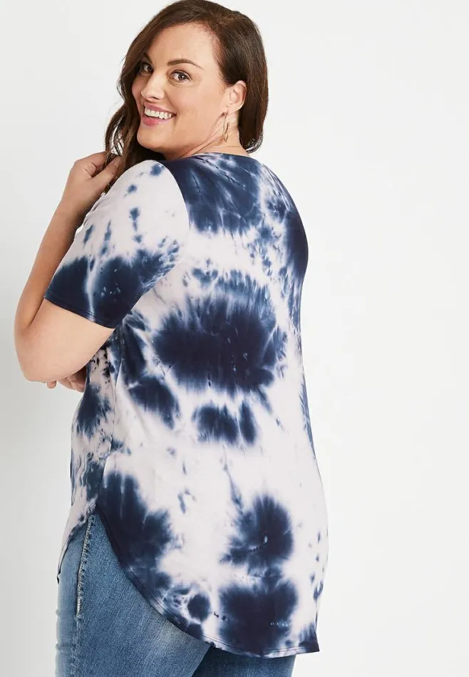 Plus Size 247 Blue Tie Dye Tunic Tee Women Maurices Plus Tops