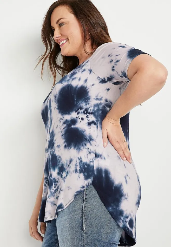 Plus Size 247 Blue Tie Dye Tunic Tee Women Maurices Plus Tops