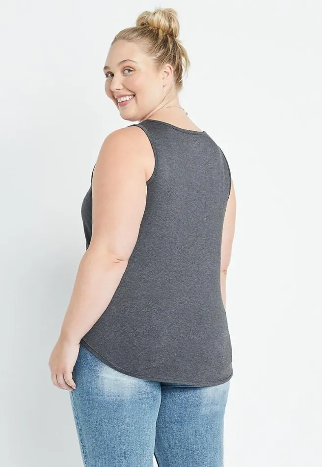 Plus Size 247 Gray High Neck Tank Top Women Maurices Plus Tops