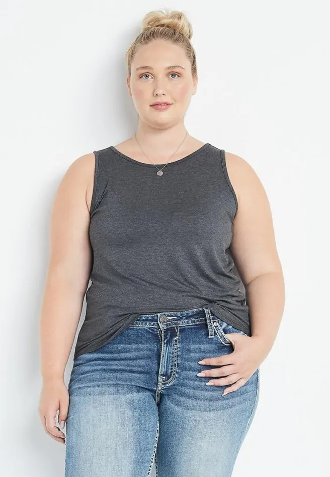Plus Size 247 Gray High Neck Tank Top Women Maurices Plus Tops