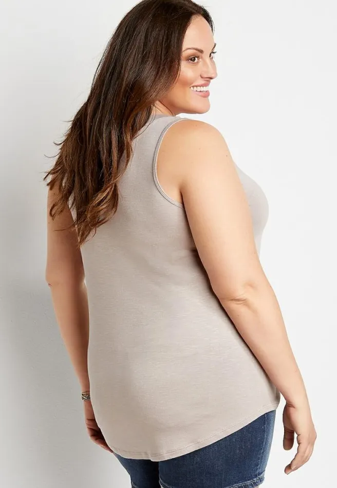 Plus Size 247 Solid V Neck Tank Top Women Maurices Plus Tops