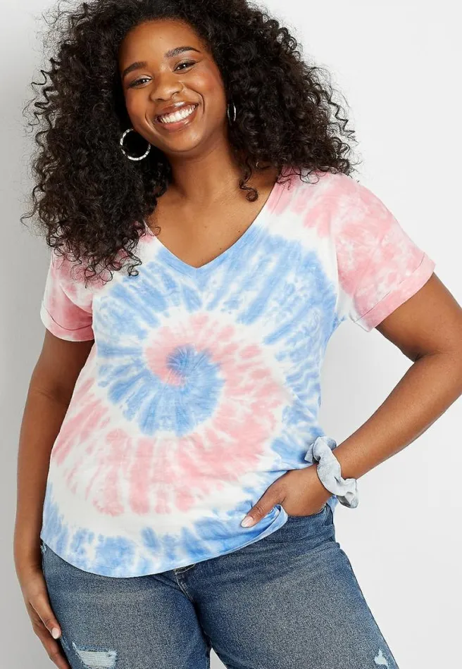 Plus Size 247 Tie Dye Drop Shoulder Classic Tee Women Maurices Plus Tops