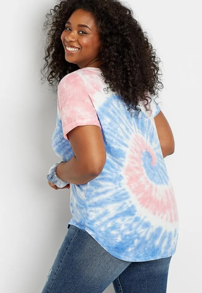 Plus Size 247 Tie Dye Drop Shoulder Classic Tee Women Maurices Plus Tops