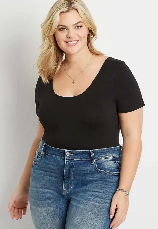 Plus Size Basic Solid Fitted Tee Women Maurices Plus Tops