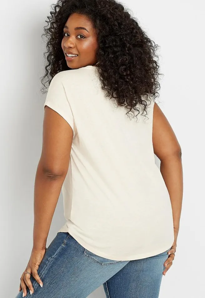 Plus Size Beige Look At The Bright Side Graphic Tee Women Maurices Plus Tops