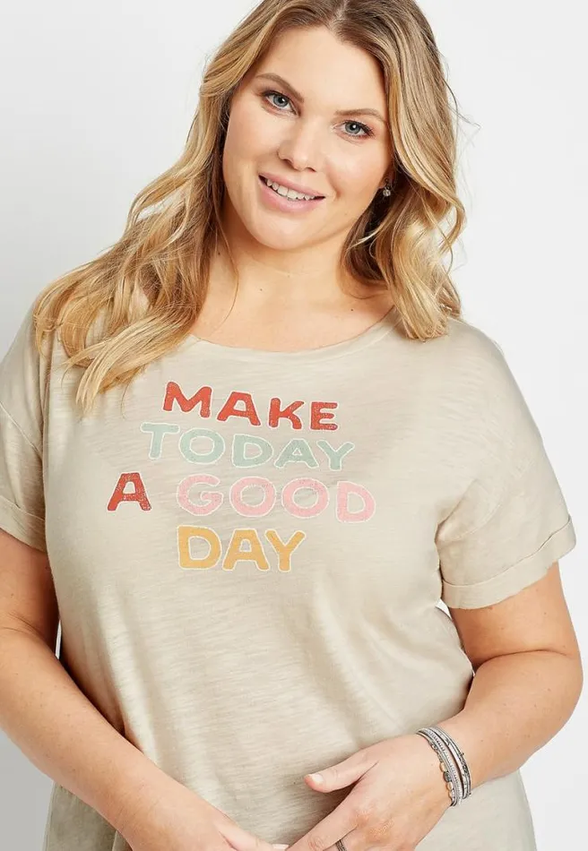 Plus Size Beige Make Today A Good Day Graphic Tee Women Maurices Plus Tops