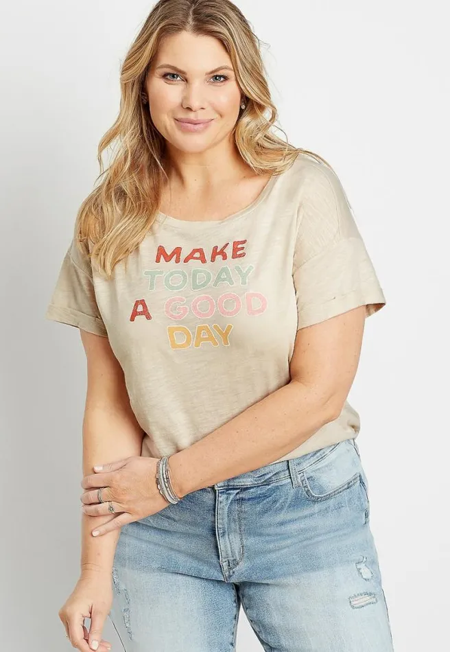 Plus Size Beige Make Today A Good Day Graphic Tee Women Maurices Plus Tops