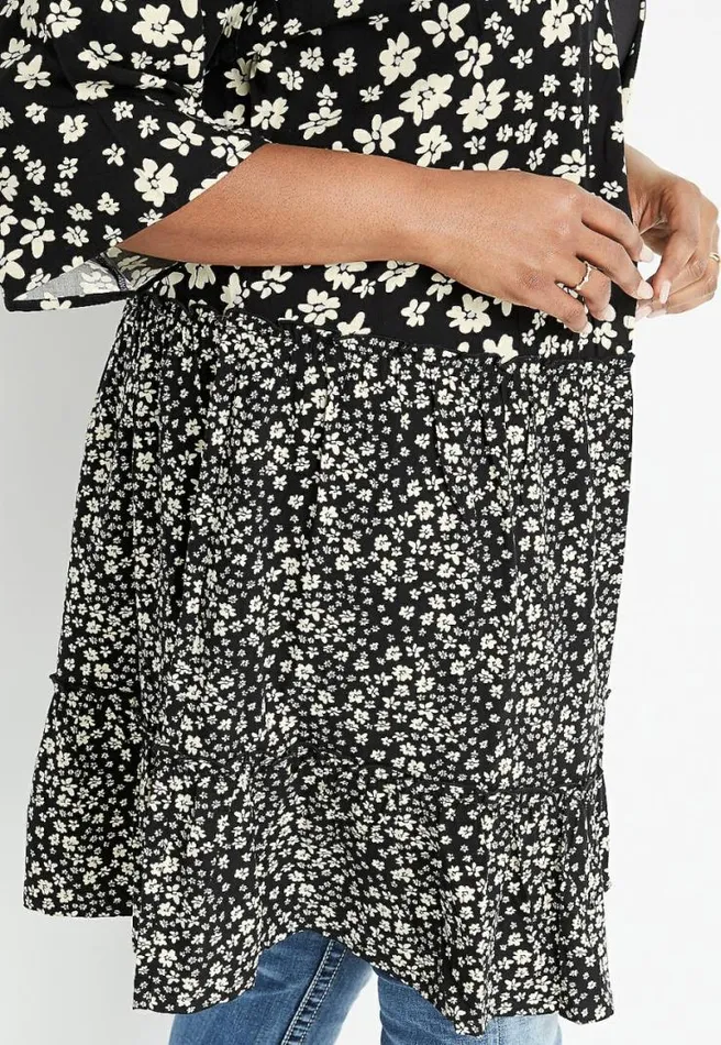 Plus Size Black Daisy Tiered Kimono Women Maurices Plus Tops