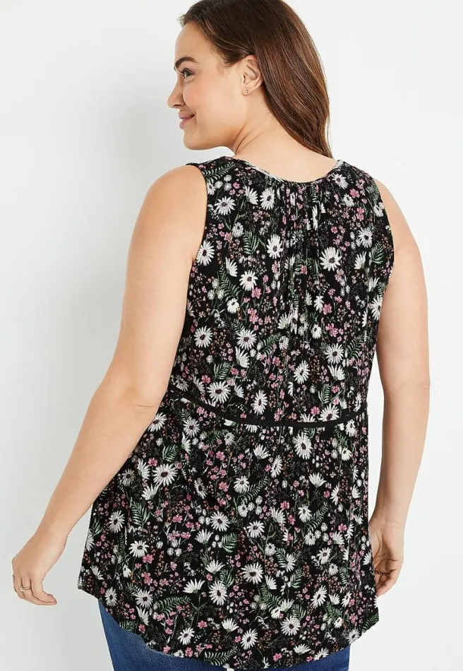 Plus Size Black Daisy Tunic Tank Top Women Maurices Plus Tops
