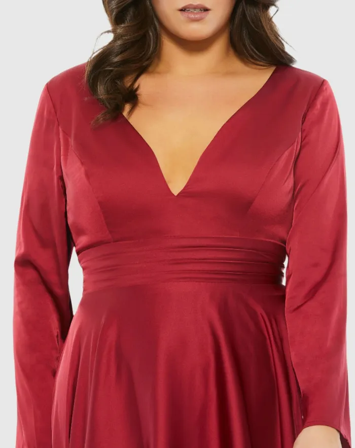 Plus Size Dresses Satin Long Sleeve Sweetheart Flowy Midi Dress Plus Black Mac Duggal Women Plus Size Dresses Satin Long Sleeve Sweetheart Flowy Midi Dress Plus Black Mac Duggal Women