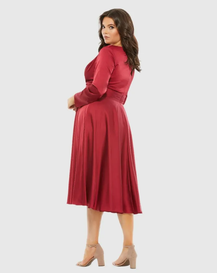 Plus Size Dresses Satin Long Sleeve Sweetheart Flowy Midi Dress Plus Black Mac Duggal Women Plus Size Dresses Satin Long Sleeve Sweetheart Flowy Midi Dress Plus Black Mac Duggal Women