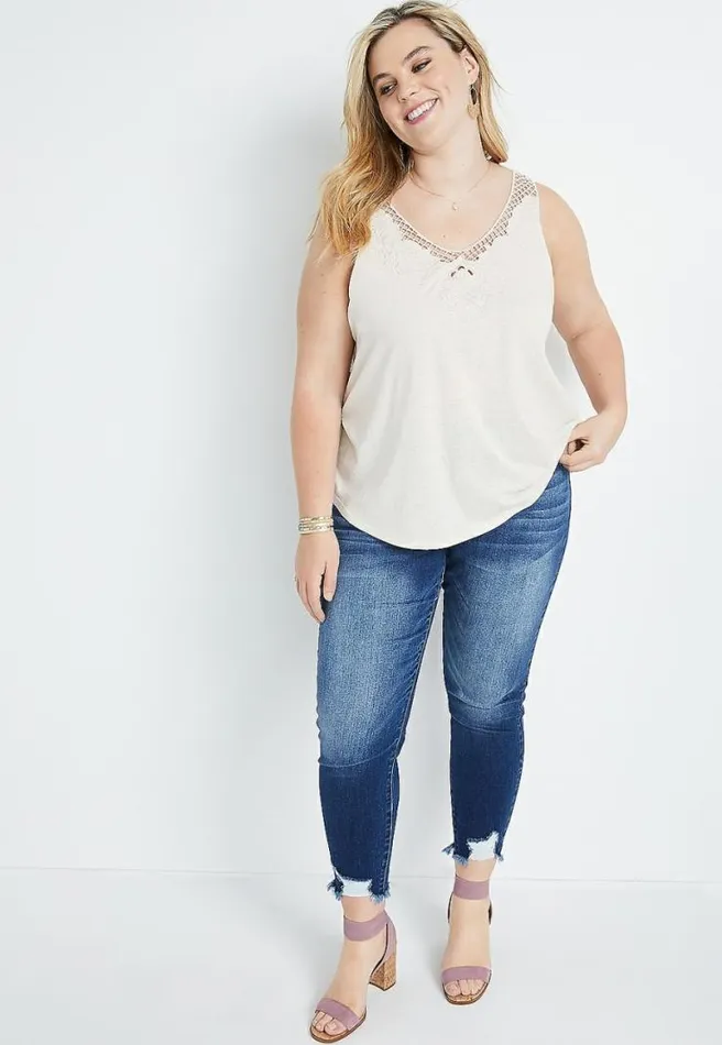 Plus Size Floral Lace Neck Tank Top Women Maurices Plus Tops