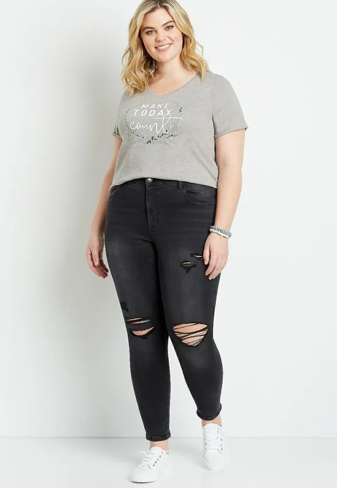 Plus Size M Jeans By Maurices Vintage High Rise Ripped Jegging Women Maurices Plus Jeans