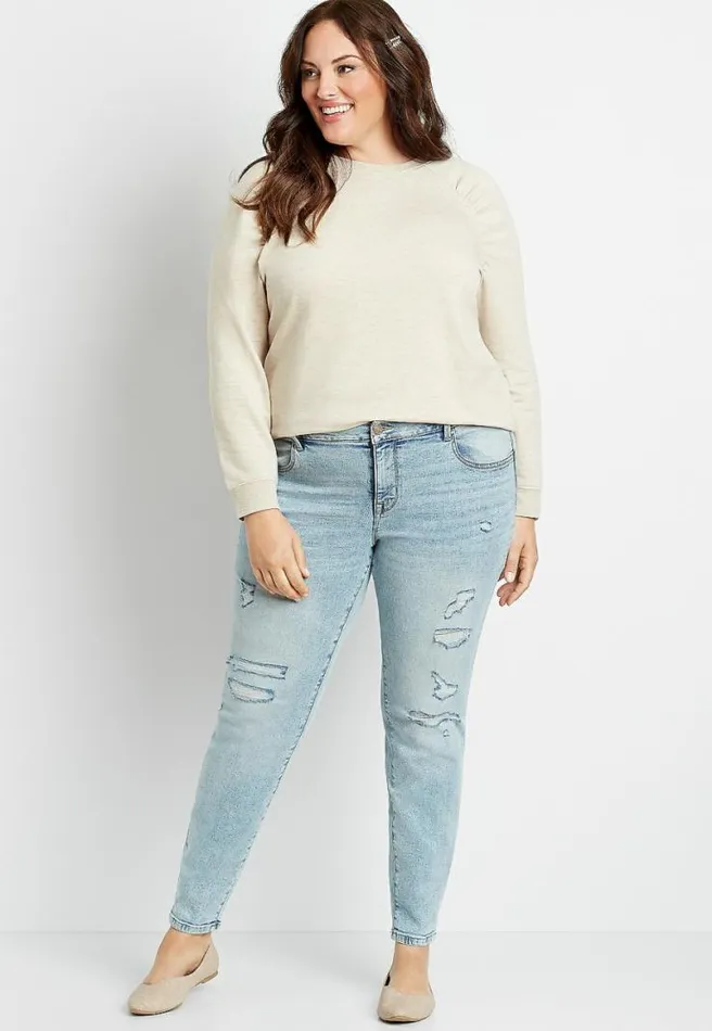 Plus Size M Jeans By Maurices Vintage High Rise Ripped Jegging Women Maurices Plus Jeans