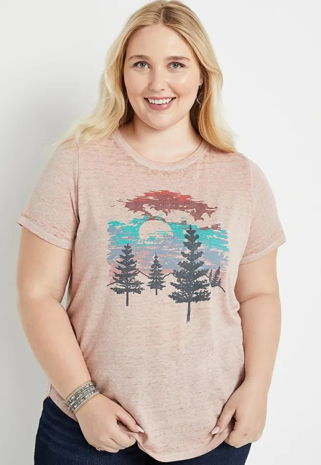 Plus Size Outdoor Scenery Graphic Tee Women Maurices Plus Tops