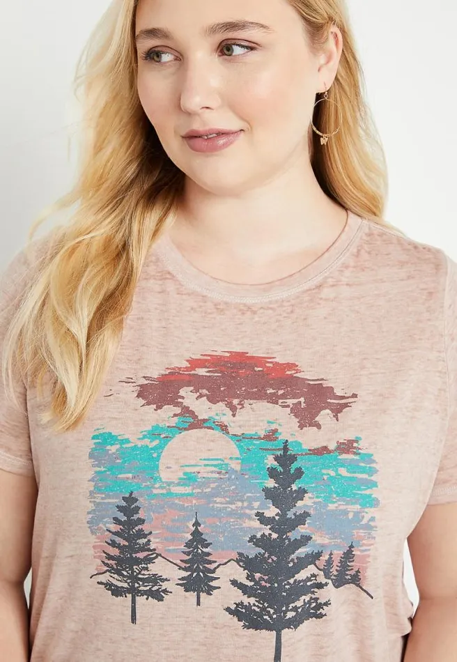 Plus Size Outdoor Scenery Graphic Tee Women Maurices Plus Tops
