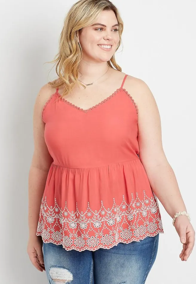 Plus Size Red Eyelet Peplum Tank Top Women Maurices Plus Tops