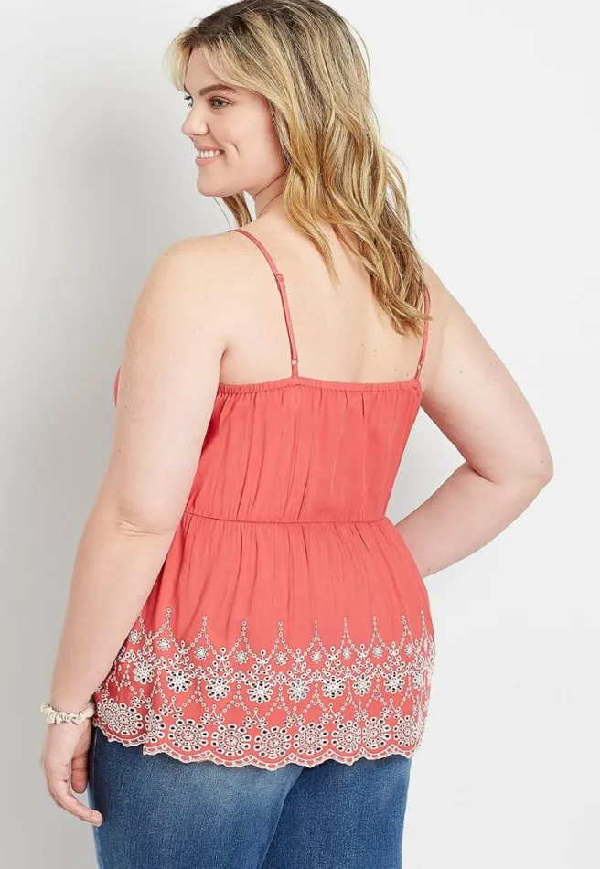 Plus Size Red Eyelet Peplum Tank Top Women Maurices Plus Tops