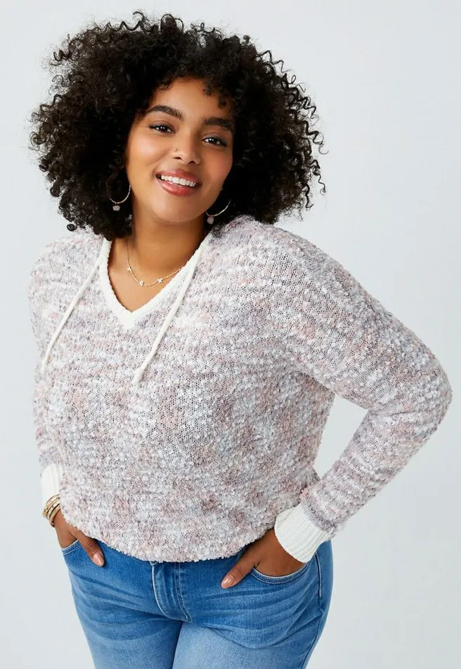 Plus Size Spacedye Hooded Pullover Sweater Women Maurices Plus Tops